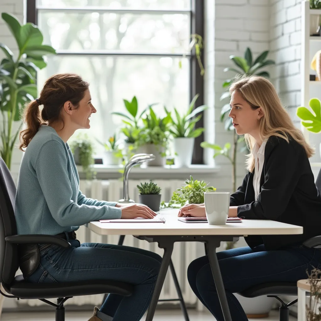 Séance de coaching individuel dans un espace calme et lumineux